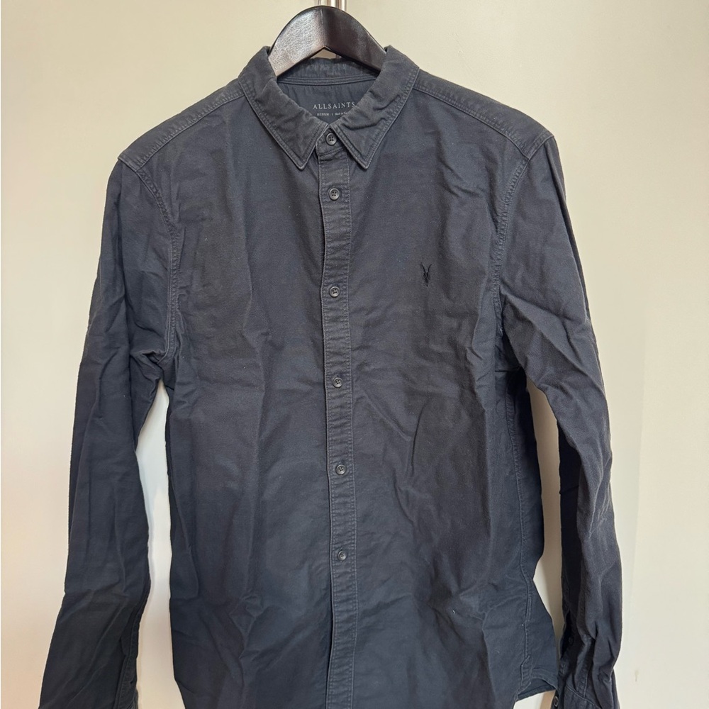 All Saints Men's Navy Button Down Shirt